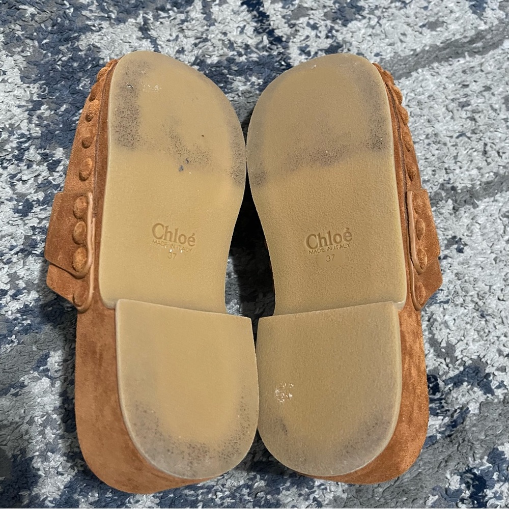 CHLOÉ Y2K Studded Joy Suede Boho Mule Clogs Size 37 - Picture 13 of 16